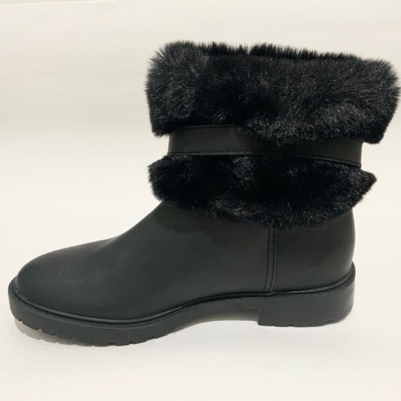 Ralph Lauren Evanston Waterproof Black Leather Winter Warm Fur Moto Boots 7 - Picture 13 of 13